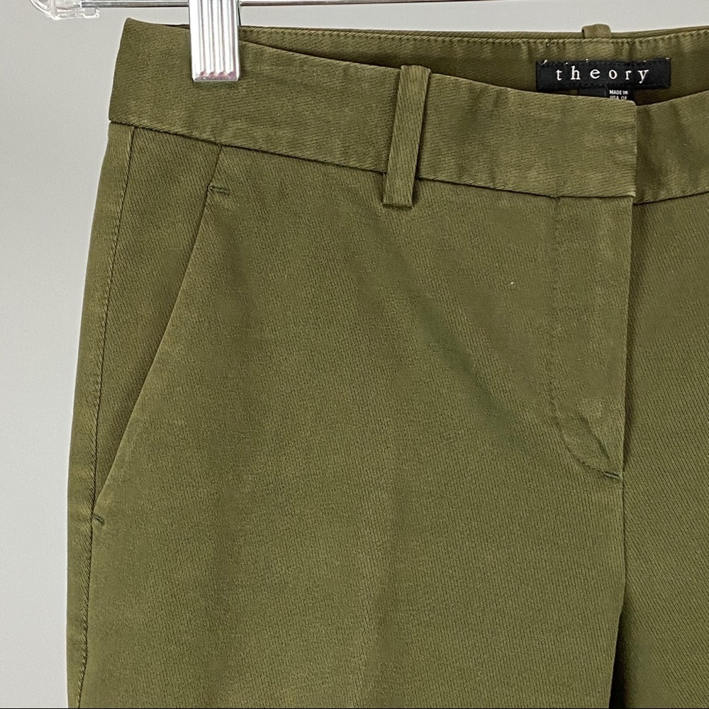 Theory Treeca Cl Mod Twill Cropped Pants Green 2 - image 4